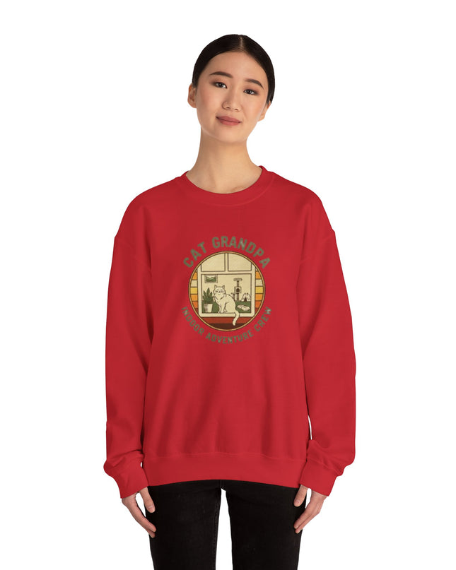 "Cat Grandpa Indoor Adventure Crew" Unisex Adult Sweatshirt