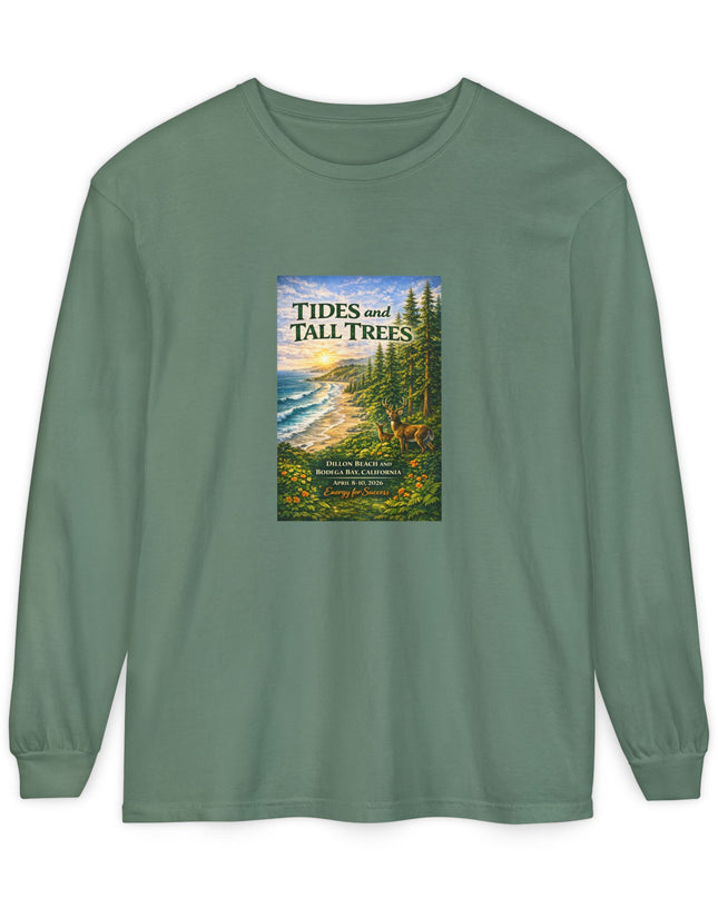 "Tides and Tall Trees" Unisex Garment-dyed Long Sleeve T-Shirt