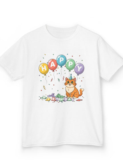 "Happy Birthday - Cat Popped the Balloons" Kids Heavy Cotton Tee