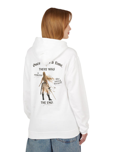 "She Saved Herself V1" (Ink both sides) Unisex Midweight Softstyle Fleece Hoodie