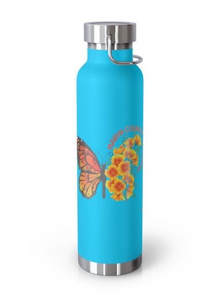 "Butterflies and Poppies Marin County, California" Copper Vacuum Insulated Bottle, 22oz
