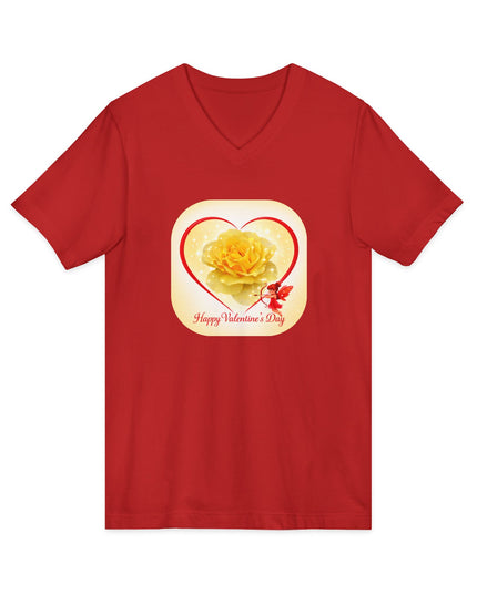 "Happy Valentine's Day" Unisex Jersey Short Sleeve V-Neck Tee