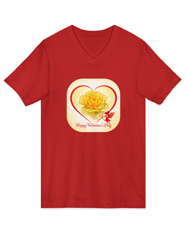 "Happy Valentine's Day" Unisex Jersey Short Sleeve V-Neck Tee