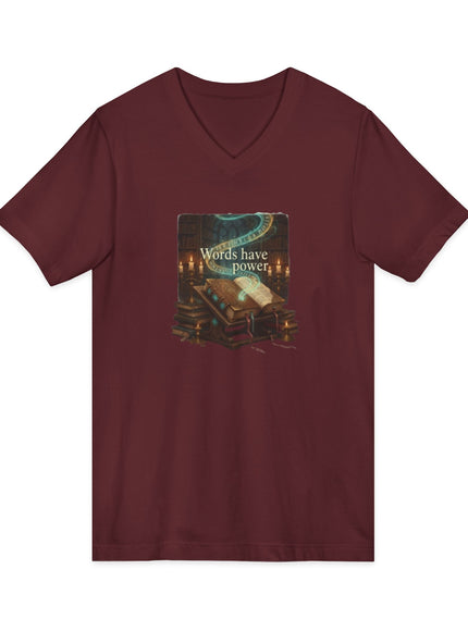 "Words Have Power" Unisex Jersey Short Sleeve V-Neck Tee