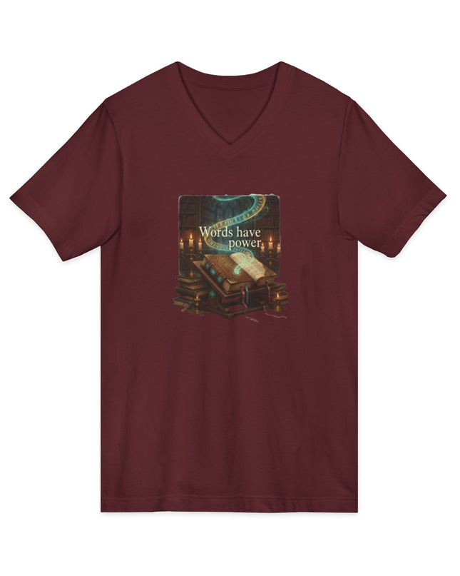 "Words Have Power" Unisex Jersey Short Sleeve V-Neck Tee