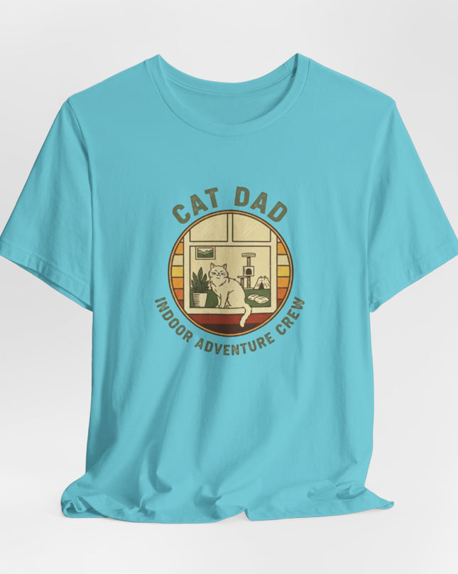 "Cat Dad Indoor Adventure Crew" Unisex Jersey Short Sleeve Tee