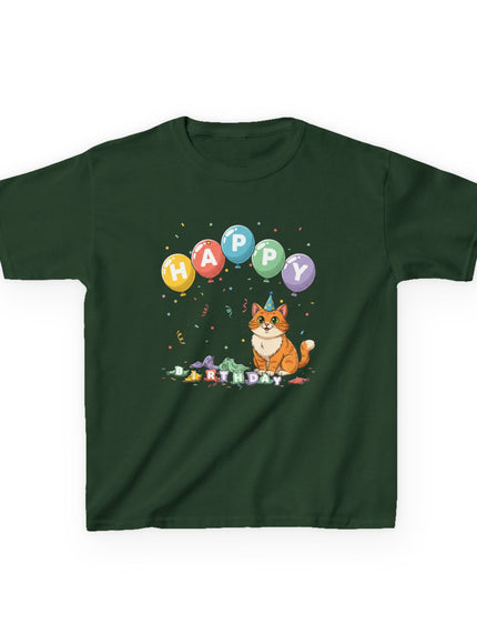 "Happy Birthday - Cat Popped the Balloons" Kids Heavy Cotton Tee