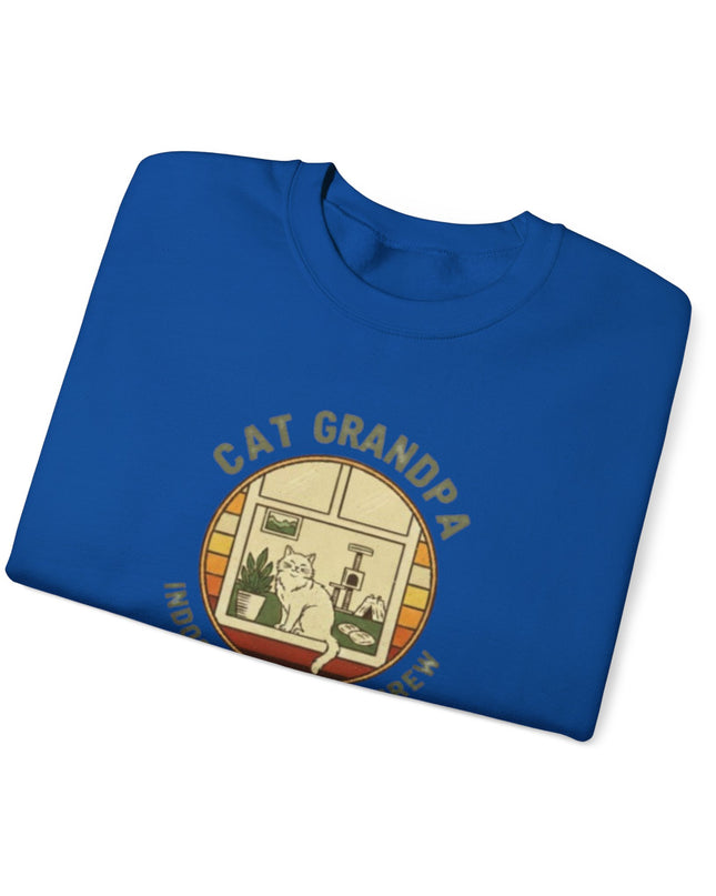 "Cat Grandpa Indoor Adventure Crew" Unisex Adult Sweatshirt