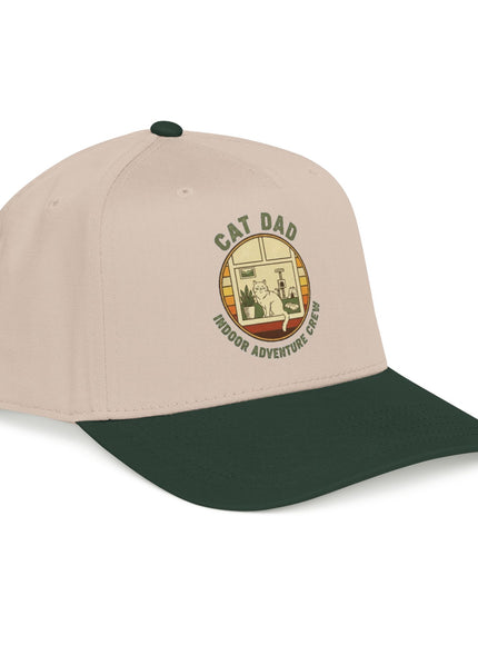 "Cat Dad Indoor Adventure Crew" Mid Profile Baseball Cap