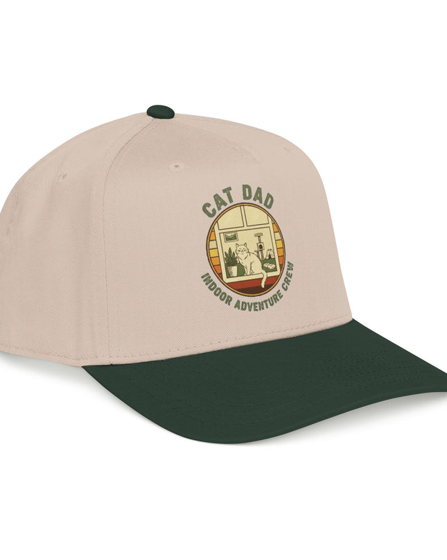 "Cat Dad Indoor Adventure Crew" Mid Profile Baseball Cap