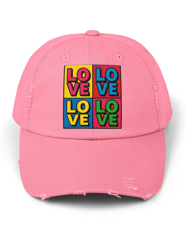 "Love (Andy Warhol style)"Unisex Distressed Cap