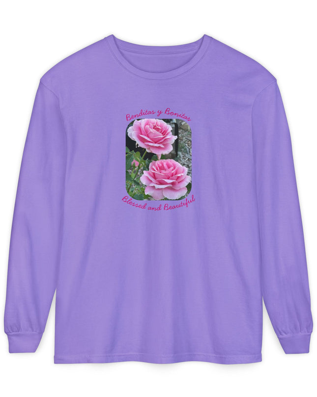 "Blessed and Beautiful" Unisex Garment-dyed Long Sleeve T-Shirt