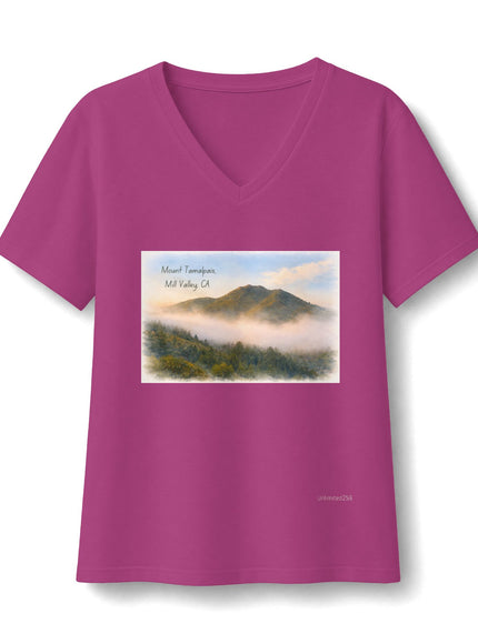 "Mount Tamalpais, Mill Valley, California" Women's Relaxed Jersey Short Sleeve V-Neck Tee
