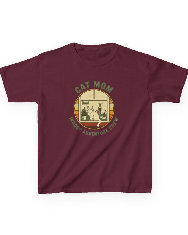 "Cat Mom Indoor Adventure Crew" Kids Heavy Cotton Tee