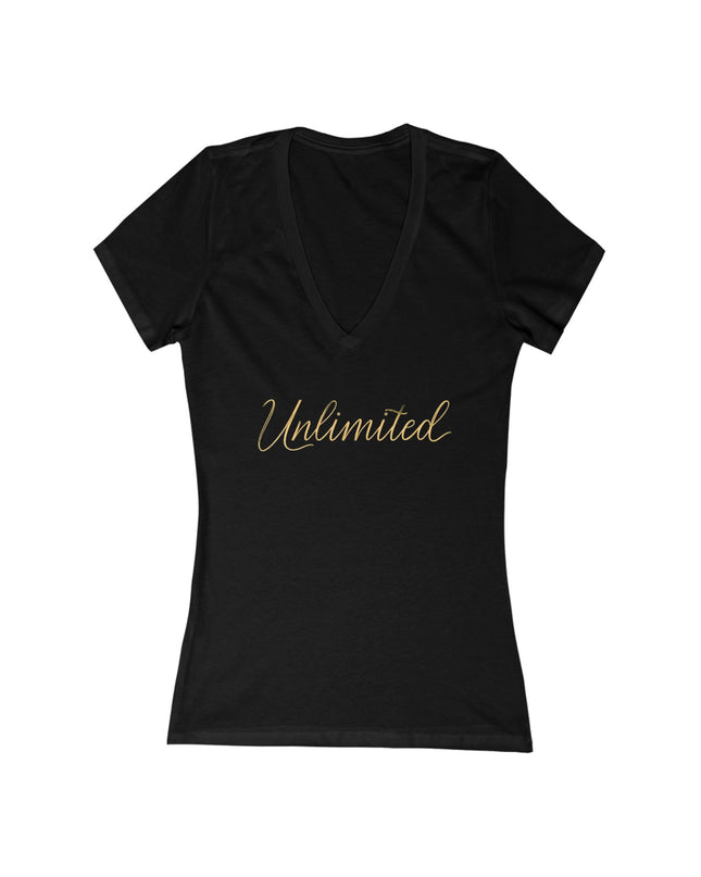"Unlimited 256 with Wings" Women's Jersey Short Sleeve Deep V-Neck Tee