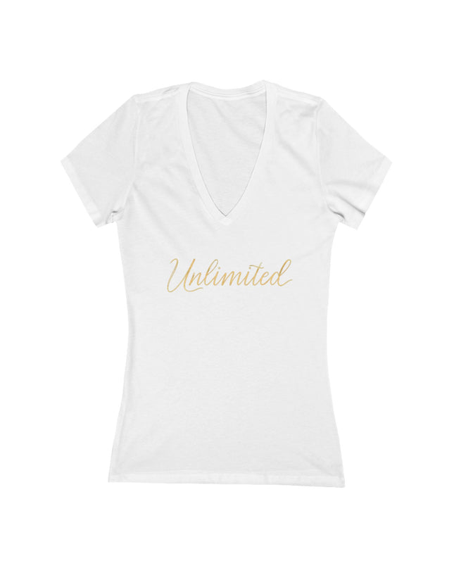 "Unlimited 256 with Wings" Women's Jersey Short Sleeve Deep V-Neck Tee
