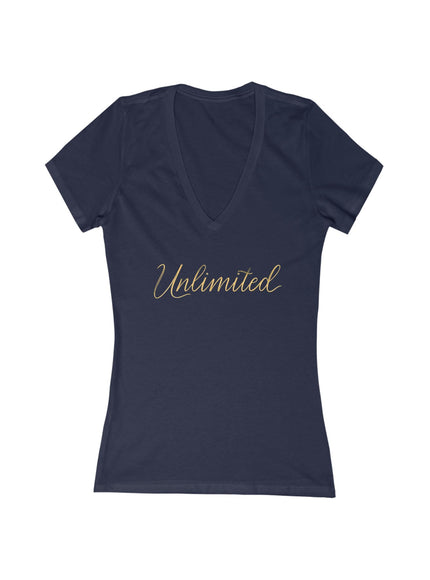 "Unlimited 256 with Wings" Women's Jersey Short Sleeve Deep V-Neck Tee