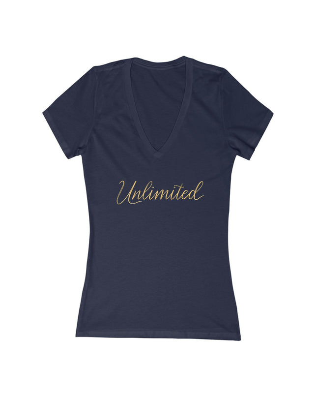 "Unlimited 256 with Wings" Women's Jersey Short Sleeve Deep V-Neck Tee