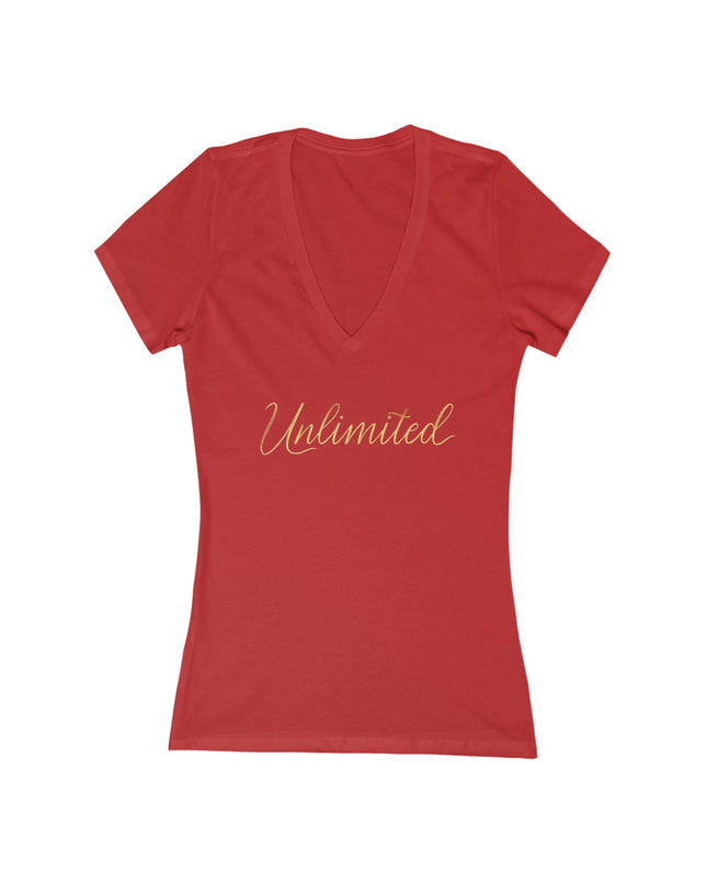 "Unlimited 256 with Wings" Women's Jersey Short Sleeve Deep V-Neck Tee