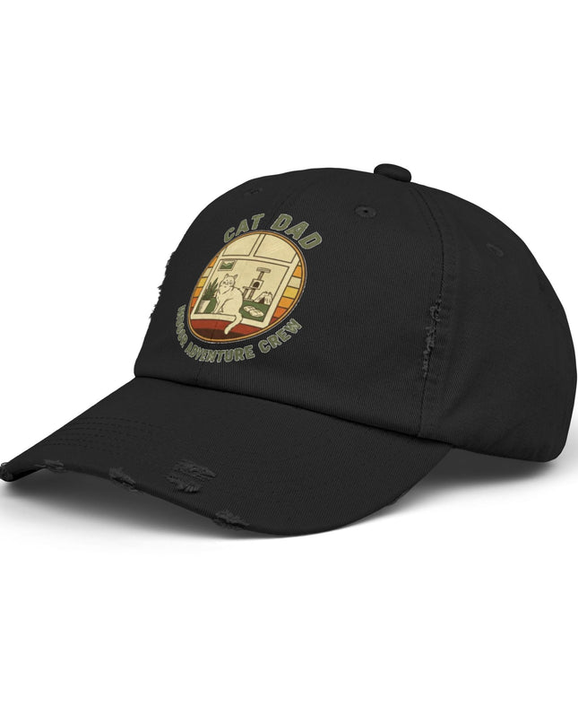 "Cat Dad Indoor Adventure Crew" Unisex Distressed Cap