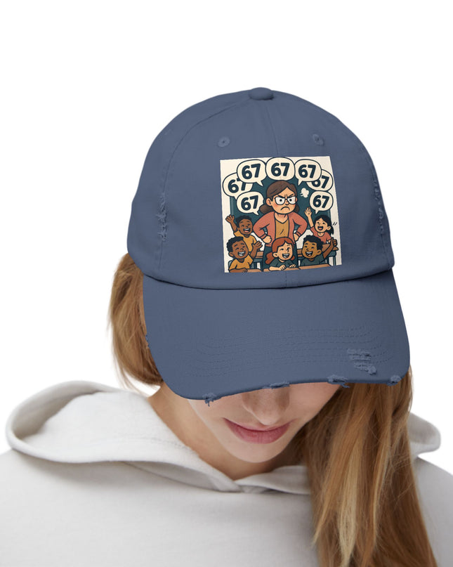 "67 with a Frustrated Elementary Teacher"- Unisex Distressed Cap