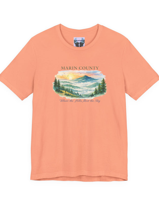 "Marin County, Where the Hills Meet the Sky" Unisex Jersey Short Sleeve Tee