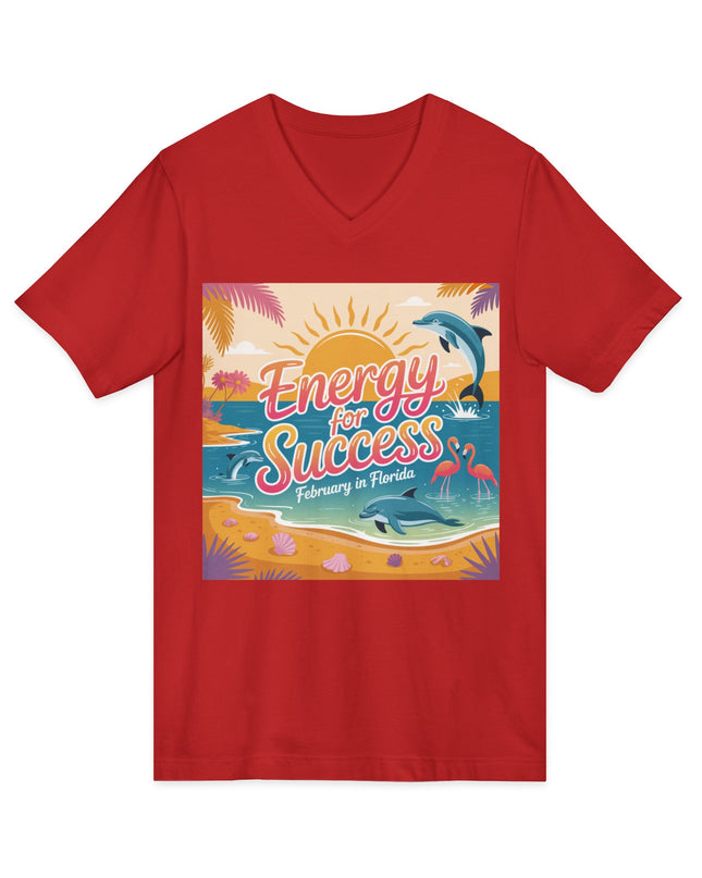 "February in Florida, Energy for Success" Ladies' V-Neck T-Shirt