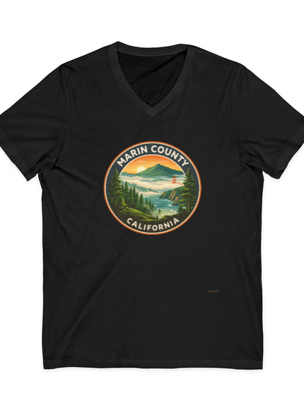 "Marin County, Above the Fog - no text" Unisex Jersey Short Sleeve V-Neck Tee