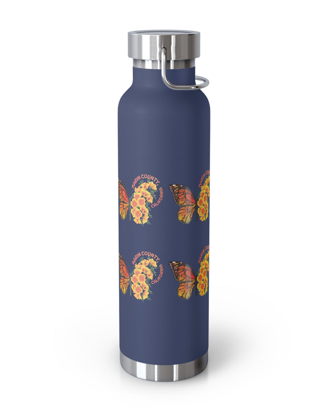 "Butterflies and Poppies Marin County, California" Copper Vacuum Insulated Bottle, 22oz