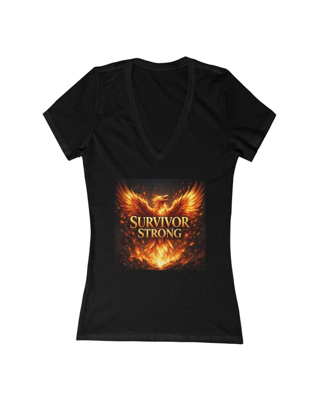"Survivor Strong" Women's Jersey Short Sleeve Deep V-Neck Tee
