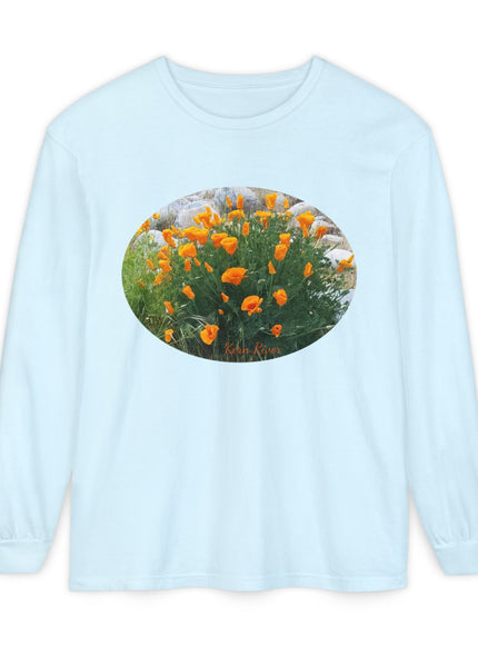 "California Poppies" Unisex Garment-dyed Long Sleeve T-Shirt