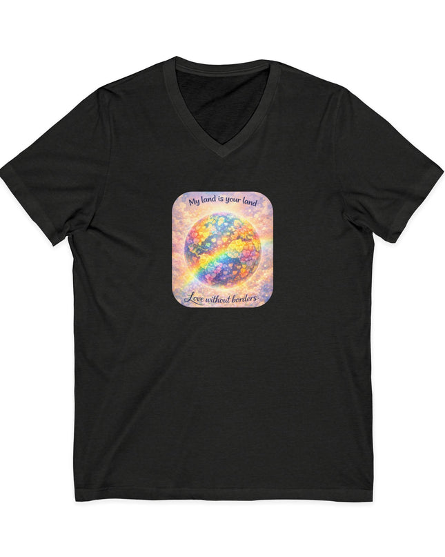 "My Land is Your Land" Unisex Jersey Short Sleeve V-Neck Tee