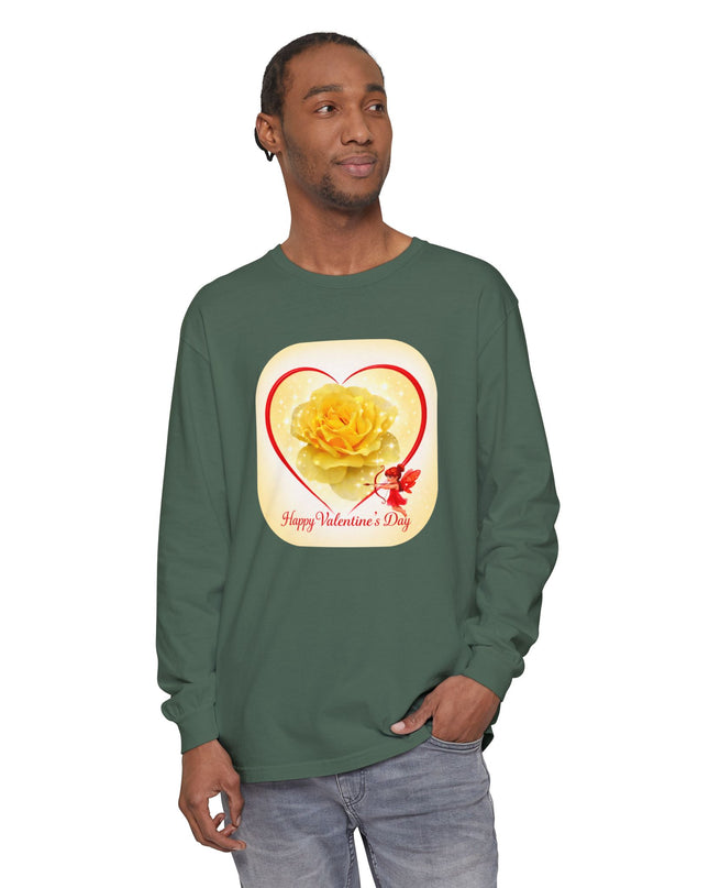 "Happy Valentine's Day" Unisex Garment-dyed Long Sleeve T-Shirt