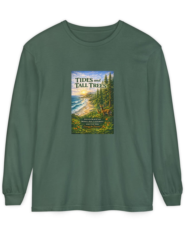 "Tides and Tall Trees" Unisex Garment-dyed Long Sleeve T-Shirt