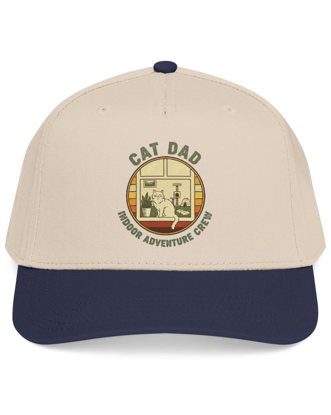 "Cat Dad Indoor Adventure Crew" Mid Profile Baseball Cap