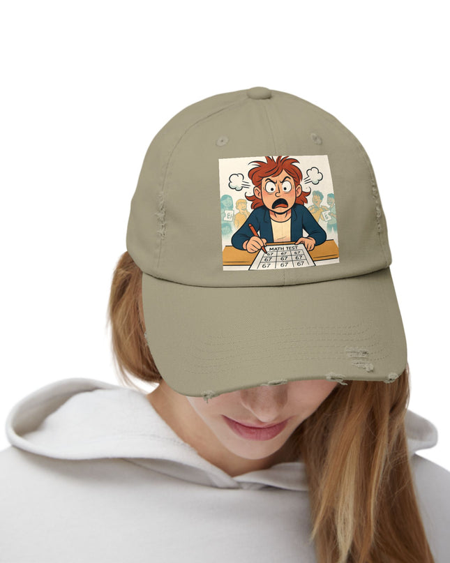"67 with a Frustrated Math Teacher" - Unisex Distressed Cap