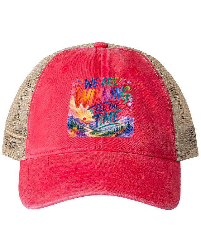 "We are Winning all the Time" Women's Washed Mesh-Back Cap