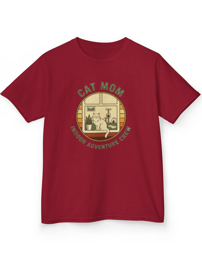 "Cat Mom Indoor Adventure Crew" Kids Heavy Cotton Tee