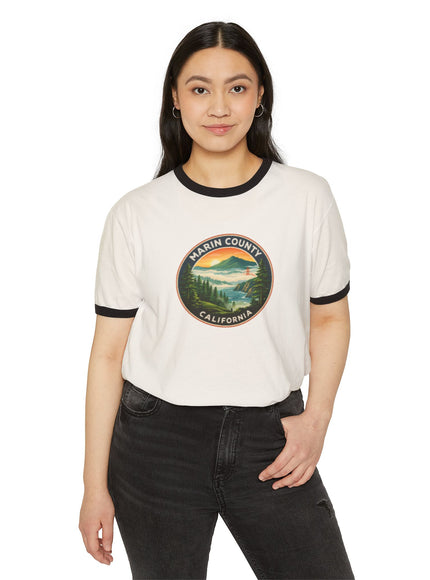 "Marin County - Above the Fog - No Text" Unisex Cotton Ringer T-Shirt