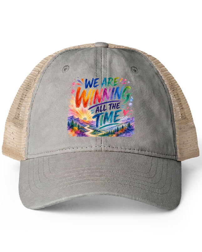 "We are Winning all the Time" Women's Washed Mesh-Back Cap