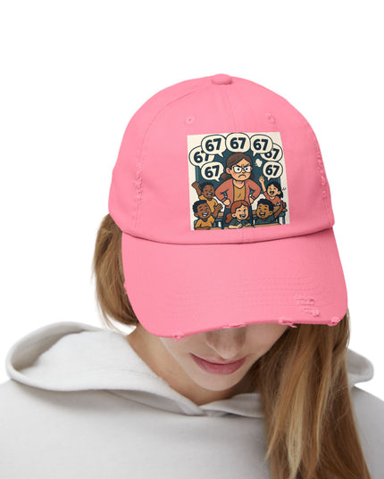"67 with a Frustrated Elementary Teacher"- Unisex Distressed Cap
