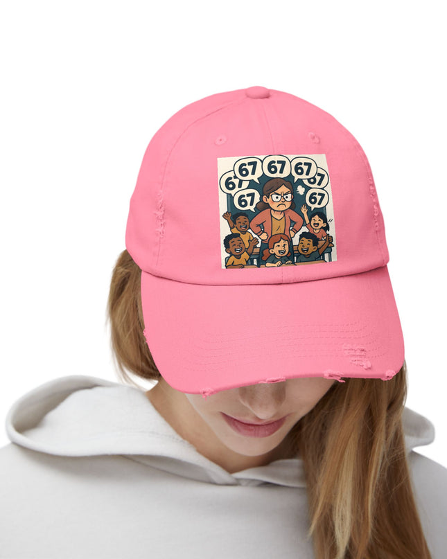"67 with a Frustrated Elementary Teacher"- Unisex Distressed Cap