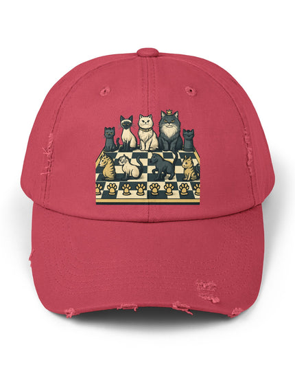 "Chess with cat pieces" Unisex Distressed Cap