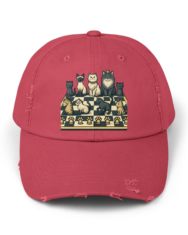 "Chess with cat pieces" Unisex Distressed Cap