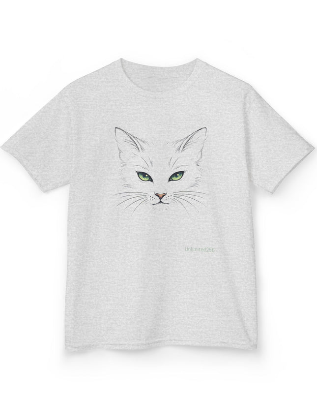 "Cat Face Sketch" Kids Heavy Cotton Tee