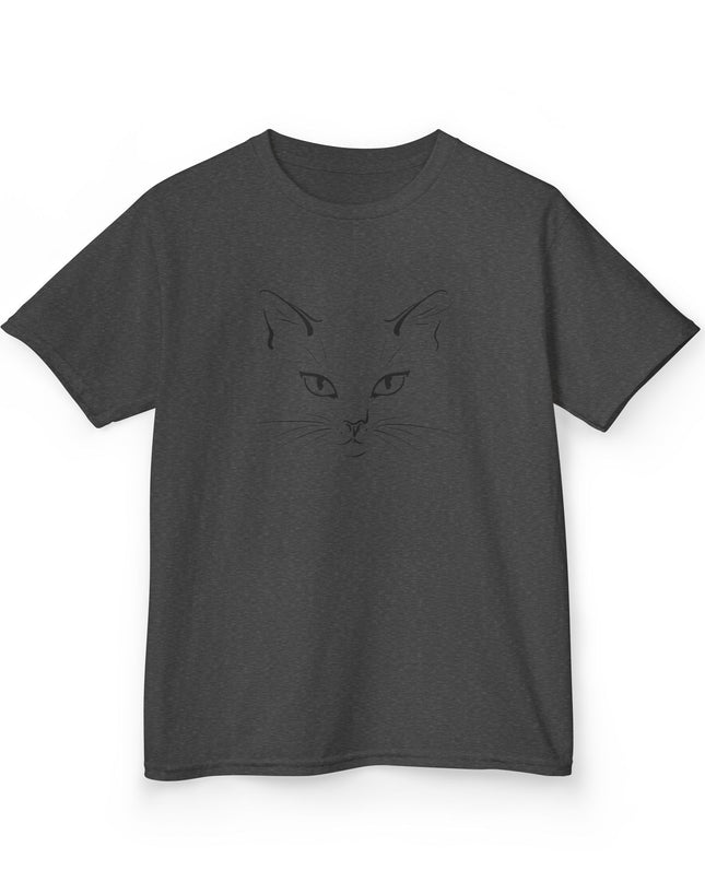 "Cat Face Sketch" Kids Heavy Cotton Tee