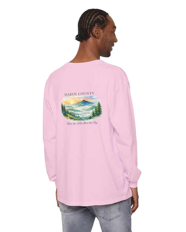 "Marin County, Where the Hills Meet the Sky" Unisex Garment-dyed Long Sleeve T-Shirt