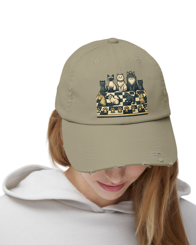 "Chess with cat pieces" Unisex Distressed Cap