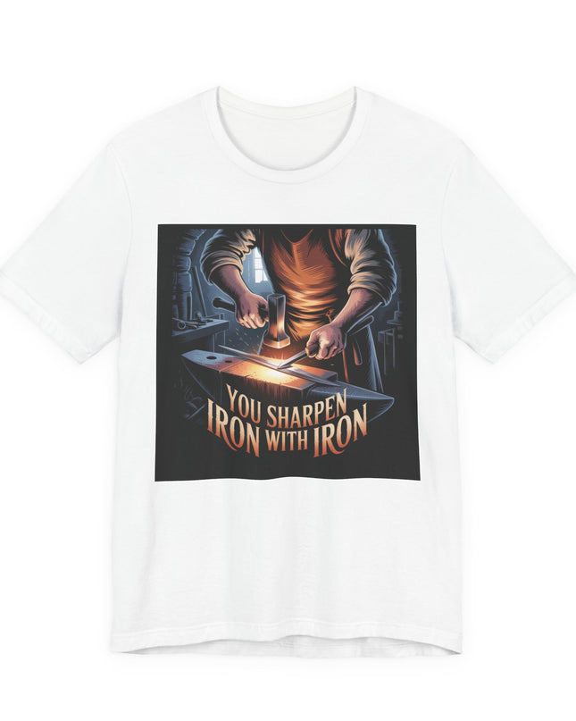 "You sharpen iron with iron" Unisex Jersey Short Sleeve Tee