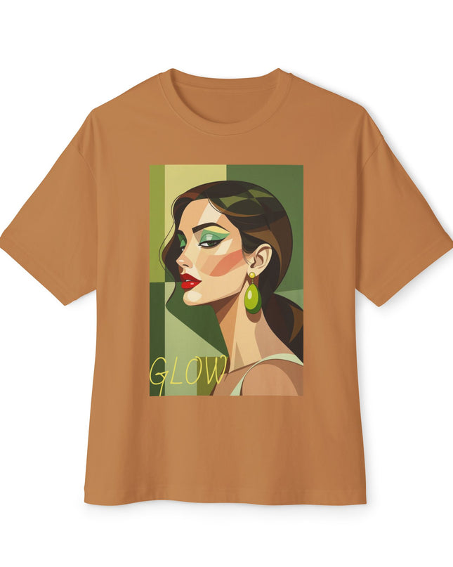 "GLOW Olive Earring Boxy" Oversized M 100% Cotton Tee